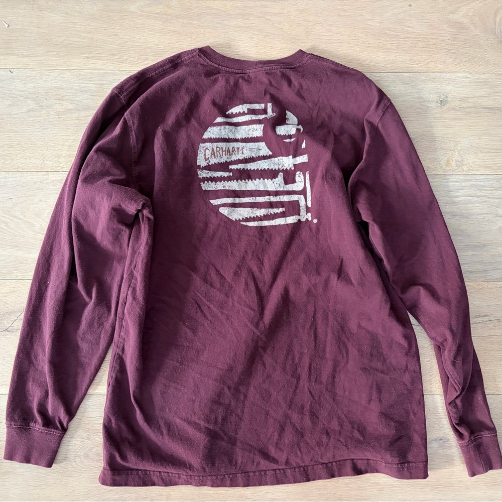 Carhartt burgundy carpenter saw graphic t-shirt original fit - size medium